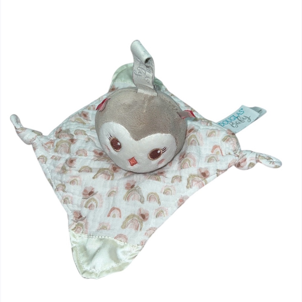 Douglas Baby Joey Gray Owl  Lovey Security Blanket Pacifier Holder